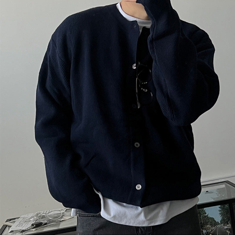 Men's Round Neck Breasted Casual Workwear Sweater