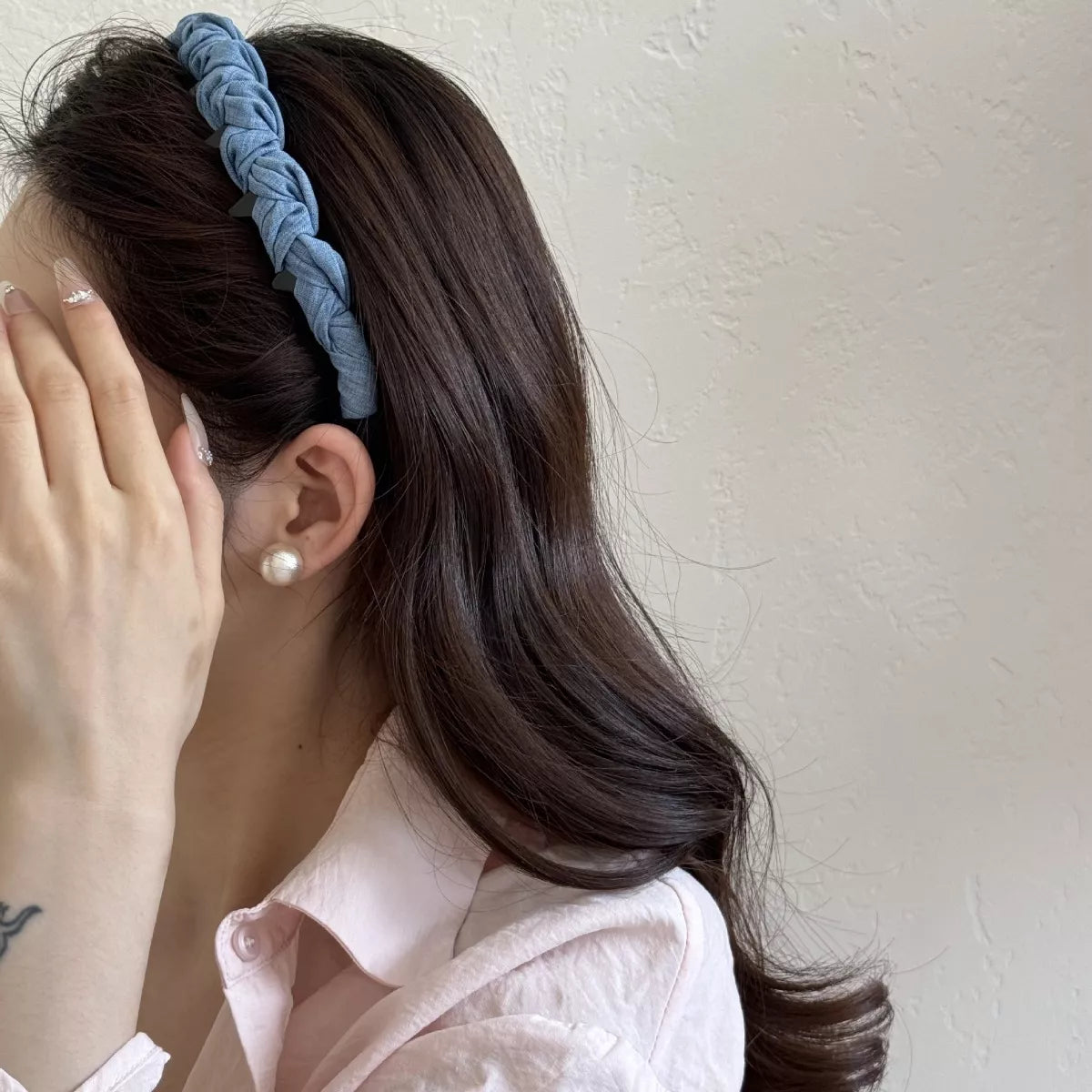 Denim Ruched Hair Headband