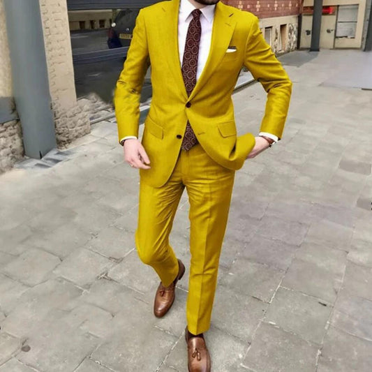 Men's Slim Fit Business Dress Two Button Suit