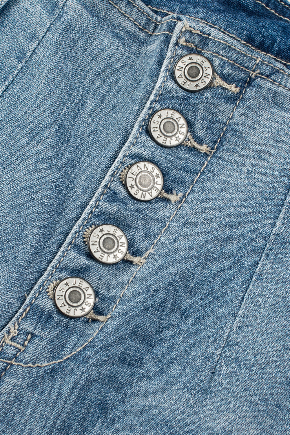 Vaqueros rectos sueltos de lavado medio Dusk Blue Multi Buttons