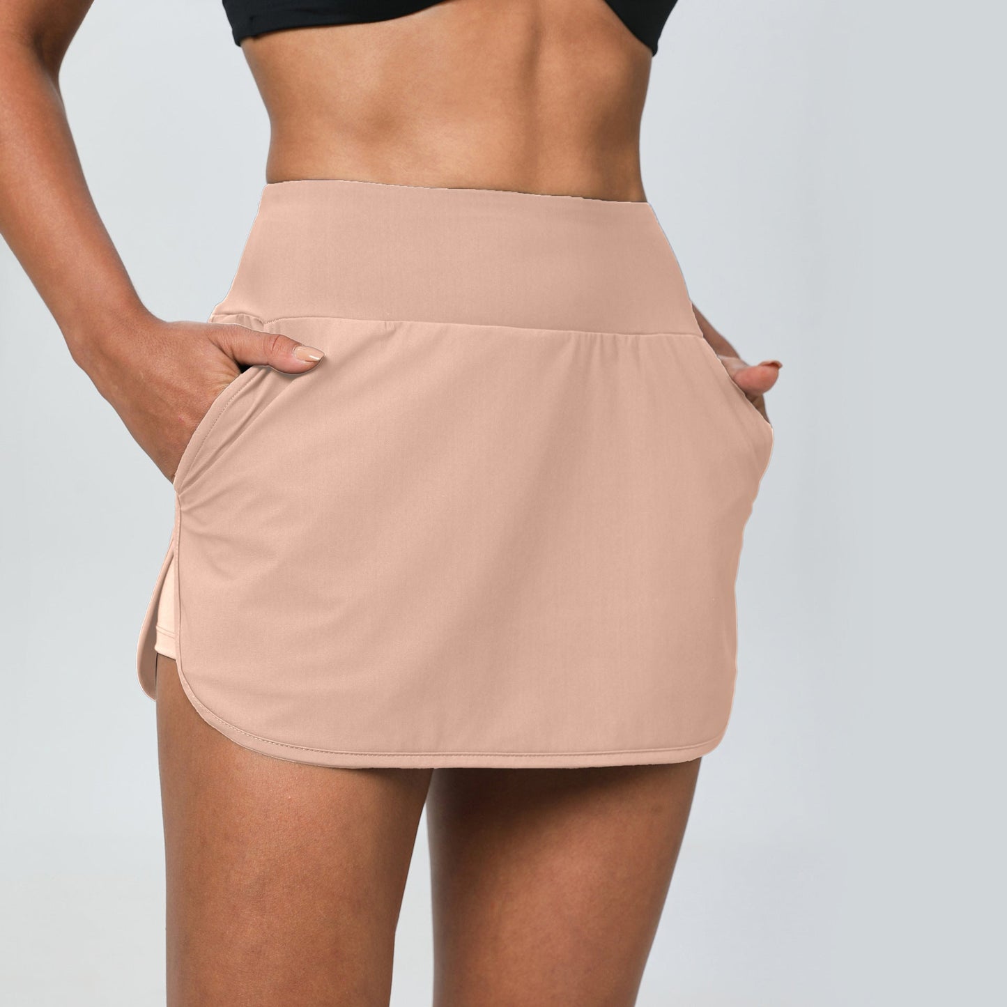 European And American Slim- Fit Quick-dry Tennis Skirt High Waist Slimming Running Fitness Skirt Anti-running Fake Two-piece Sports Yoga Skirt