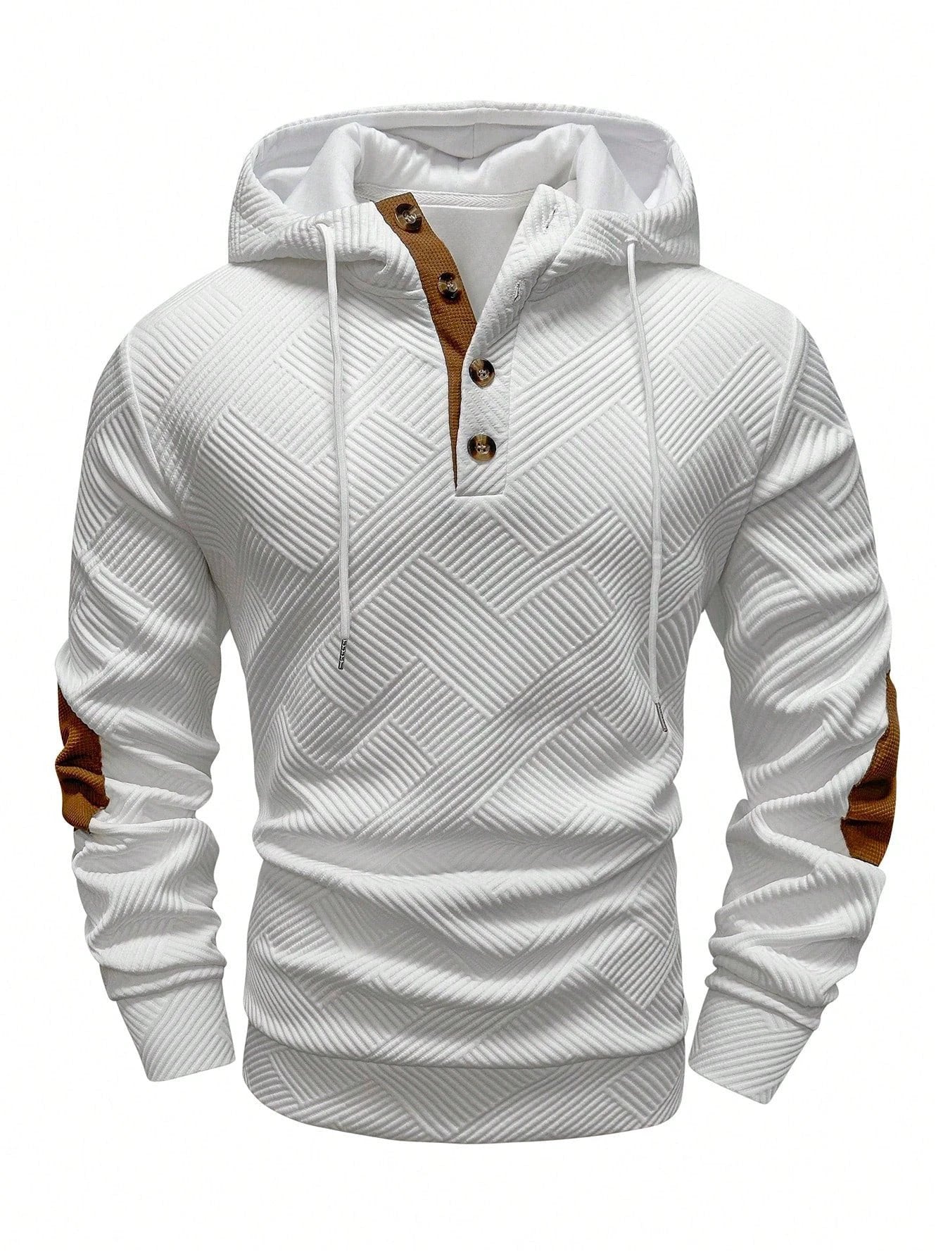 Sudadera con capucha para hombre de color liso con jacquard y corte holgado