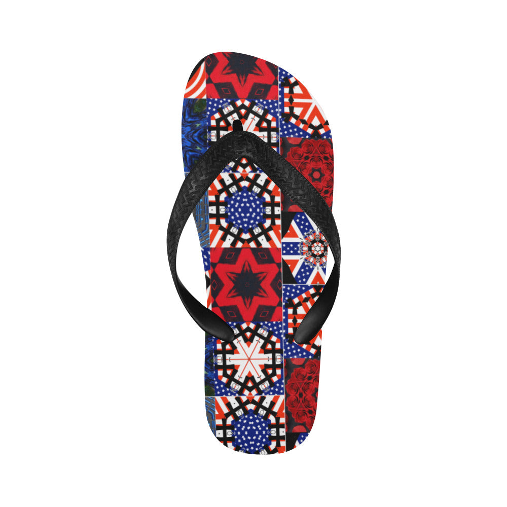USA Patchwork Design Unisex Flip Flops (Made in USA)