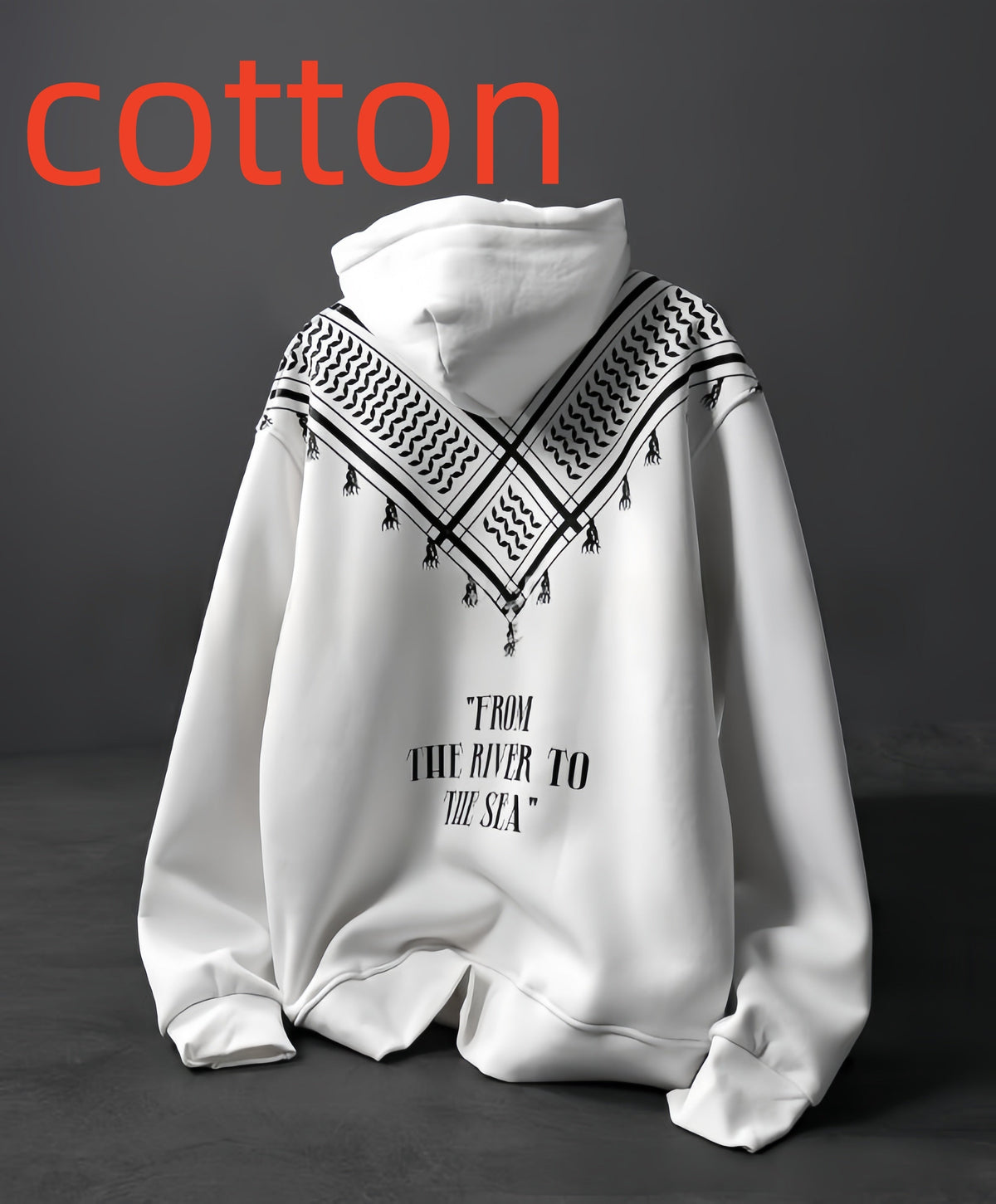 Solid-color Digital Letter-embossed Print Hooded Sweatshirt With Pockets