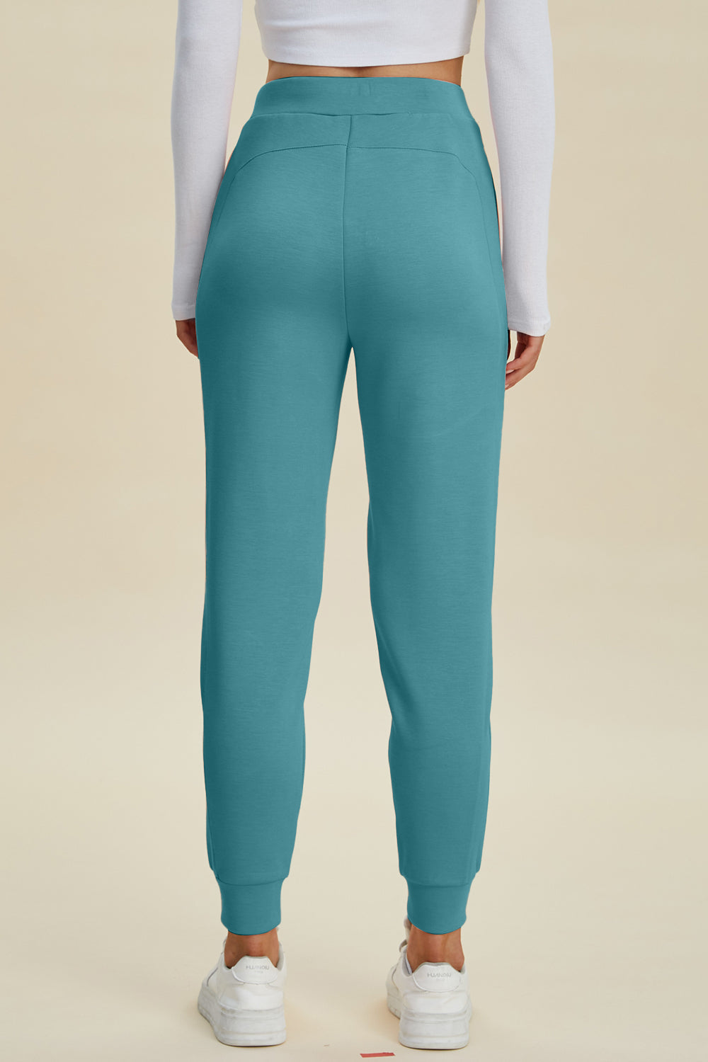 Joggers de cintura alta Basic Bae de tejido Air Scuba con cordón, talla completa