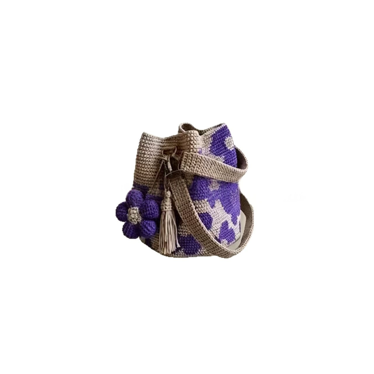 Women's Hand-Crocheted Flower Tote Bag Handbag