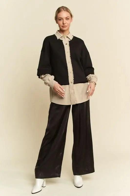 Trendsi Faux Layered Top Women's Casual French Terry Shirt - Comfy & USA Ship