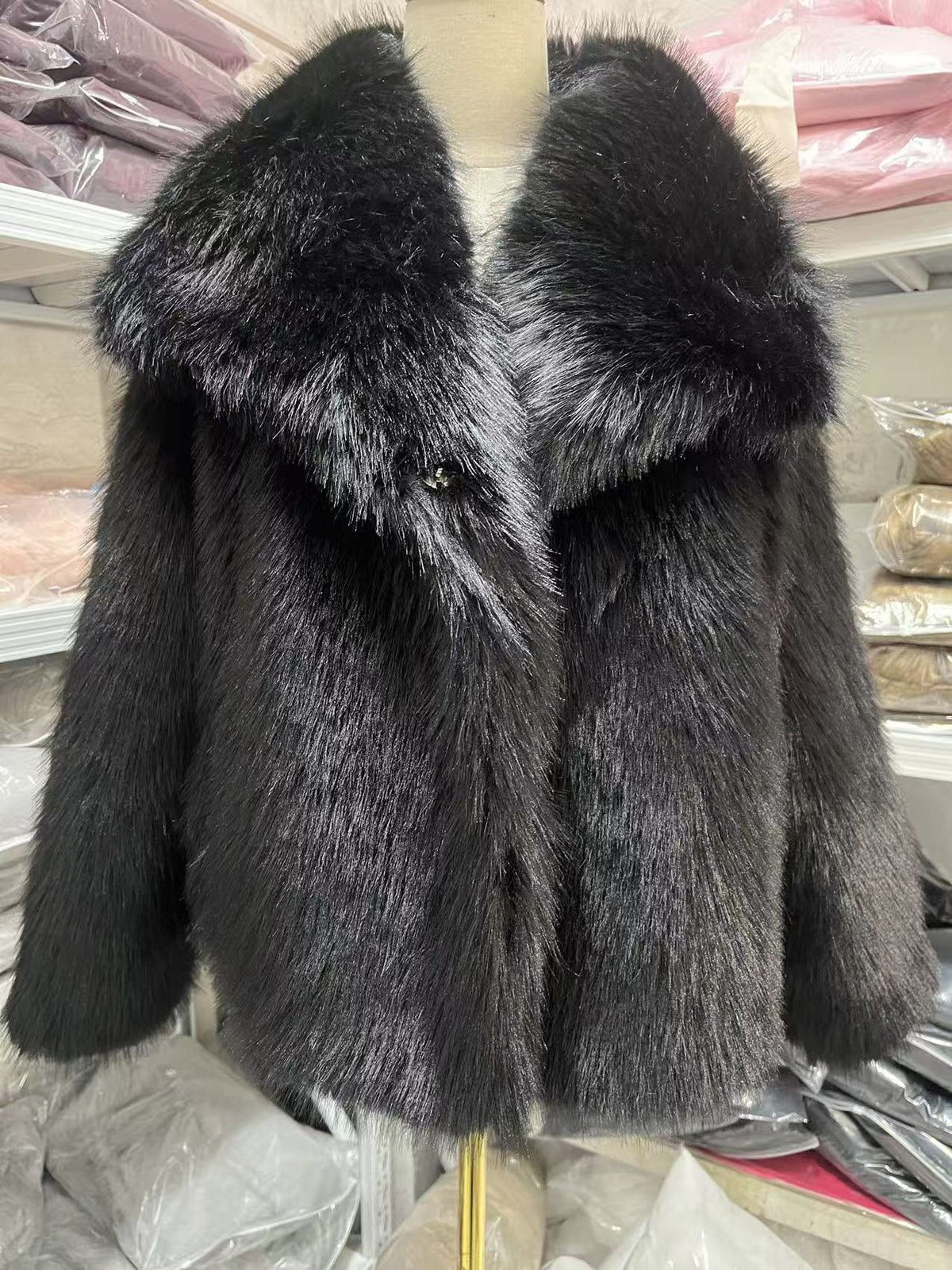 Women's Pure Color Versatile Faux Fur Collar Long Sleeve Coat Plus Size Outerwear