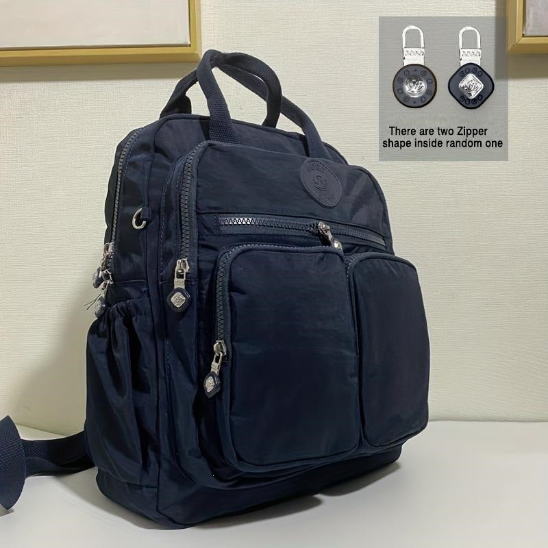 Leisure Backpack With Lightweight Nylon Multiple Pockets