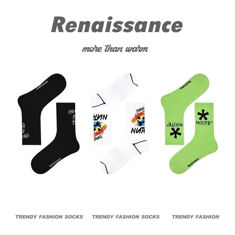 Men's Renaissance Original Tube Socks Simple Letters
