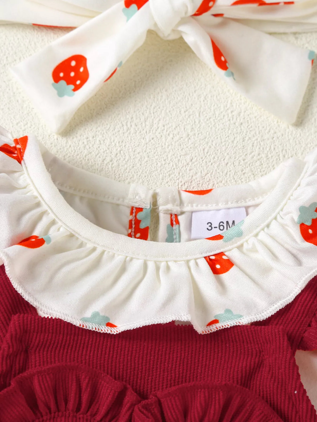 Children's Ruffled Bodysuit and Heart Decor Dress Set with Headband