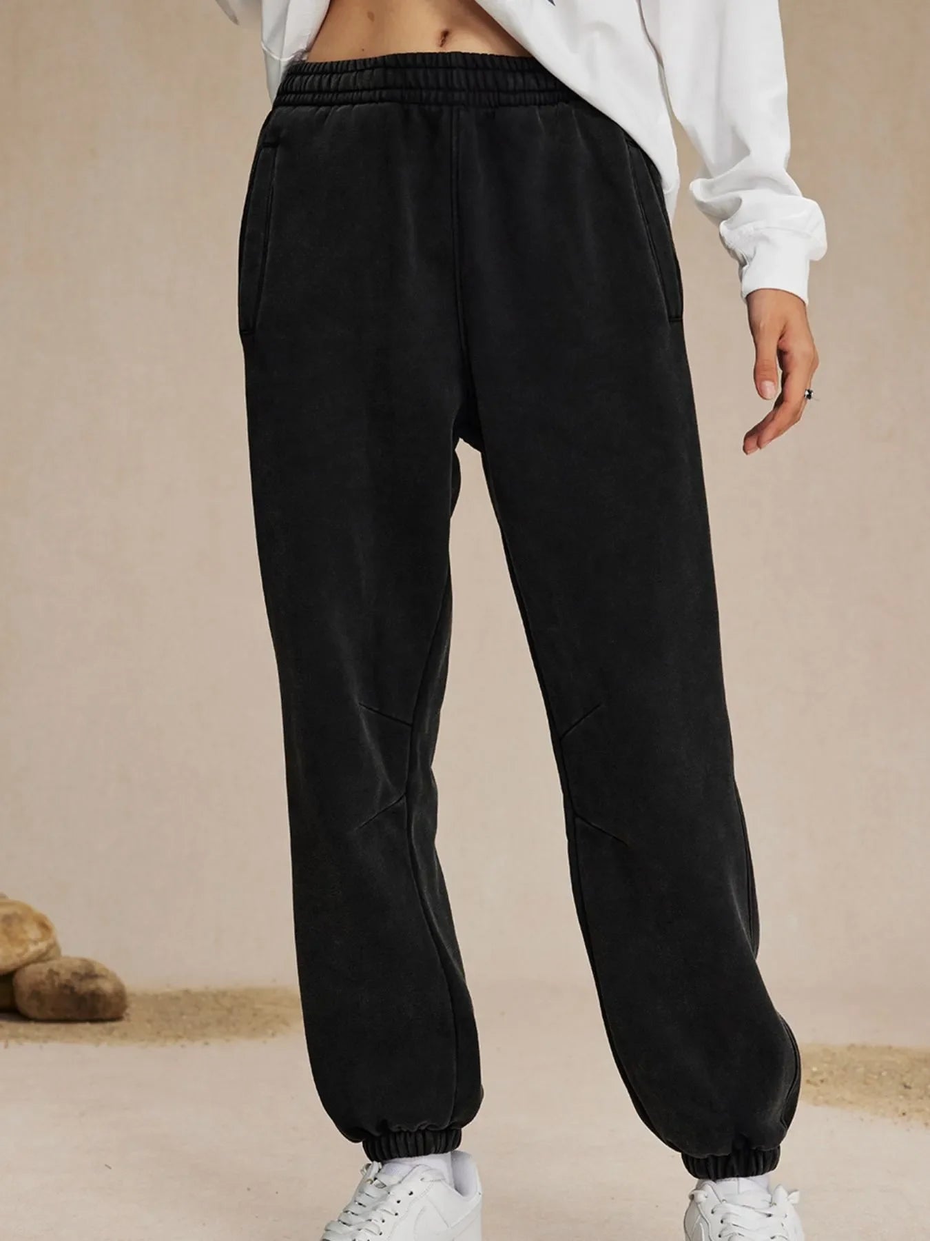 Pantalones deportivos de algodón con cintura elástica informales para hombre