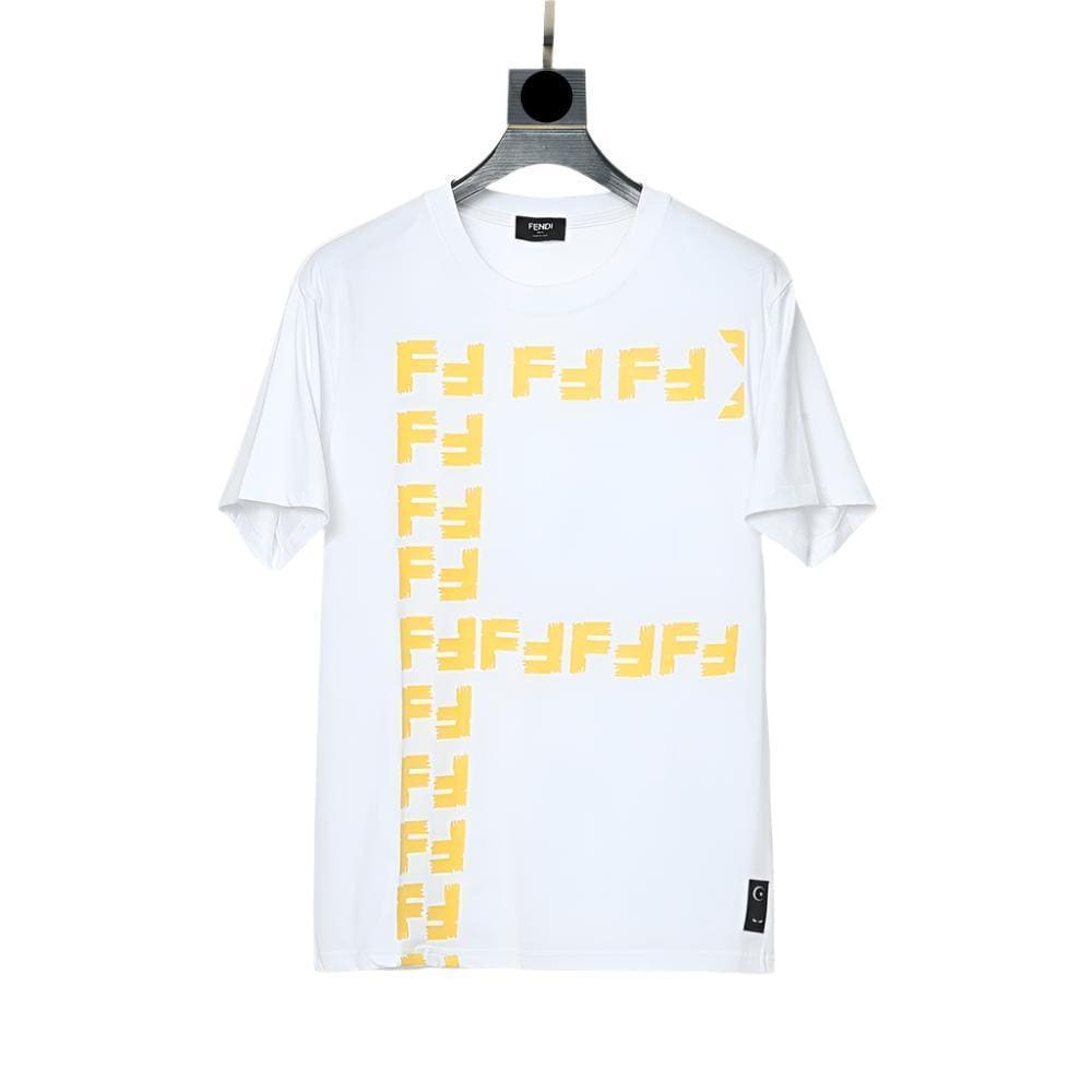 Fendi T-Shirt without Collar 'White-Yellow'