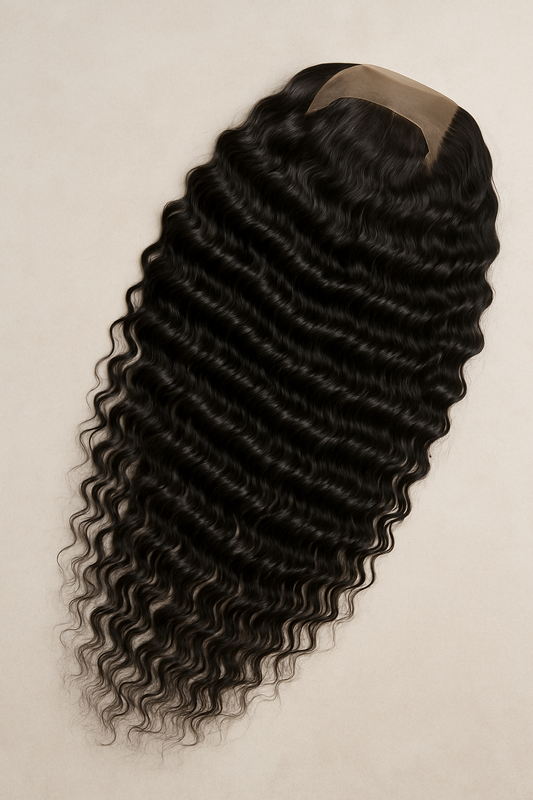 Curl Reign – Peluca frontal de encaje de onda profunda (negro natural)