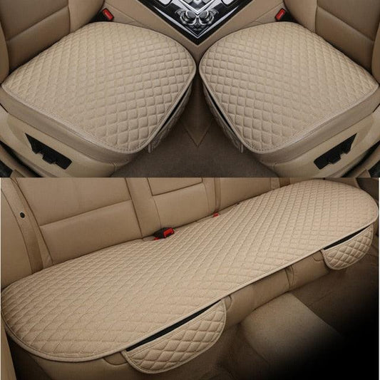 Flax Car Seat Cover Front Rear Linen Fabric Cushion Breathable Protector Mat Pad Universal Auto Interior Styling Truck Car Seat Cushion Breathable Comfort Universal for Most Vehicles Automotive Interior Seat Protector Without Binding Pad Linen Mat Car In