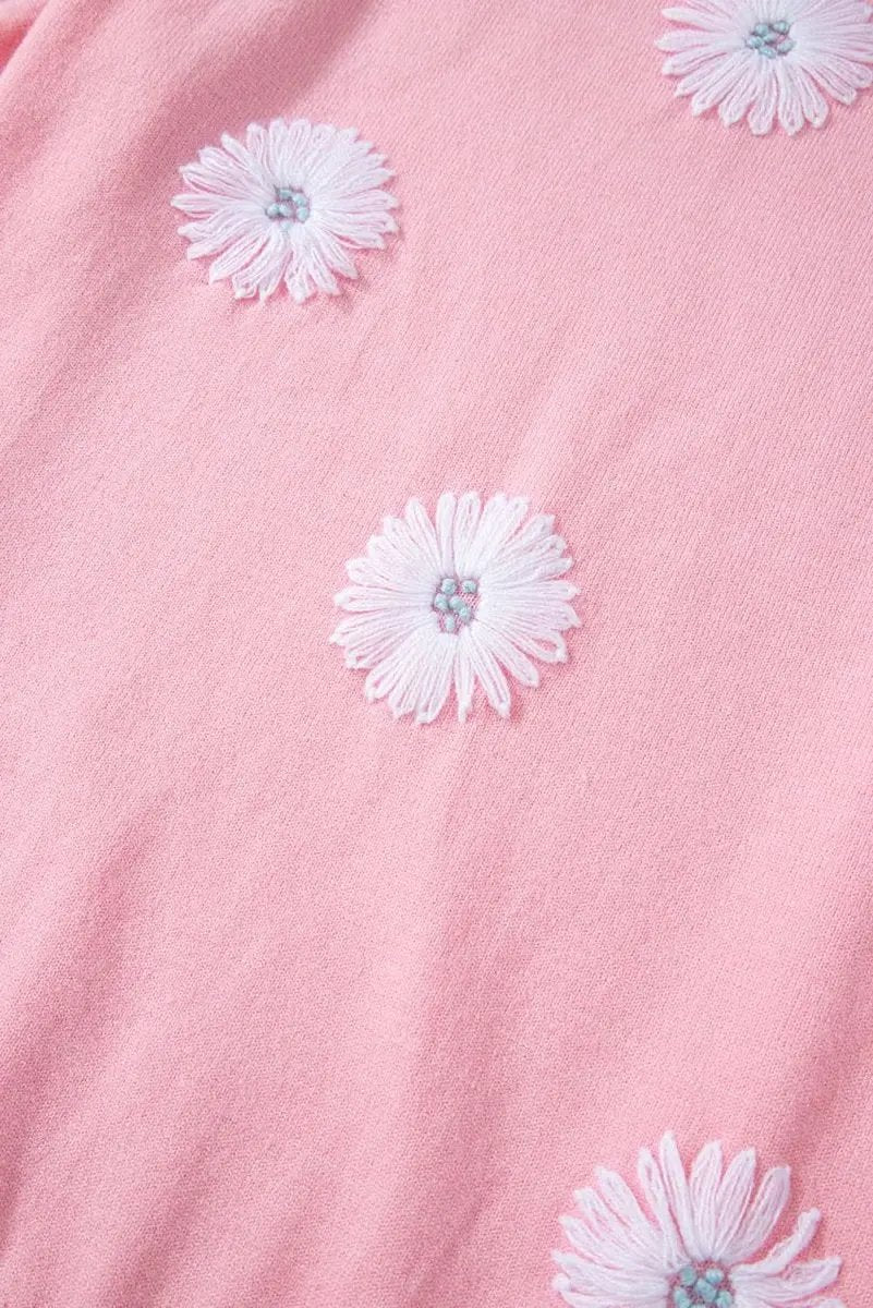 Love Salve Floral Knit Top Short Sleeve — Soft Summer Sweater