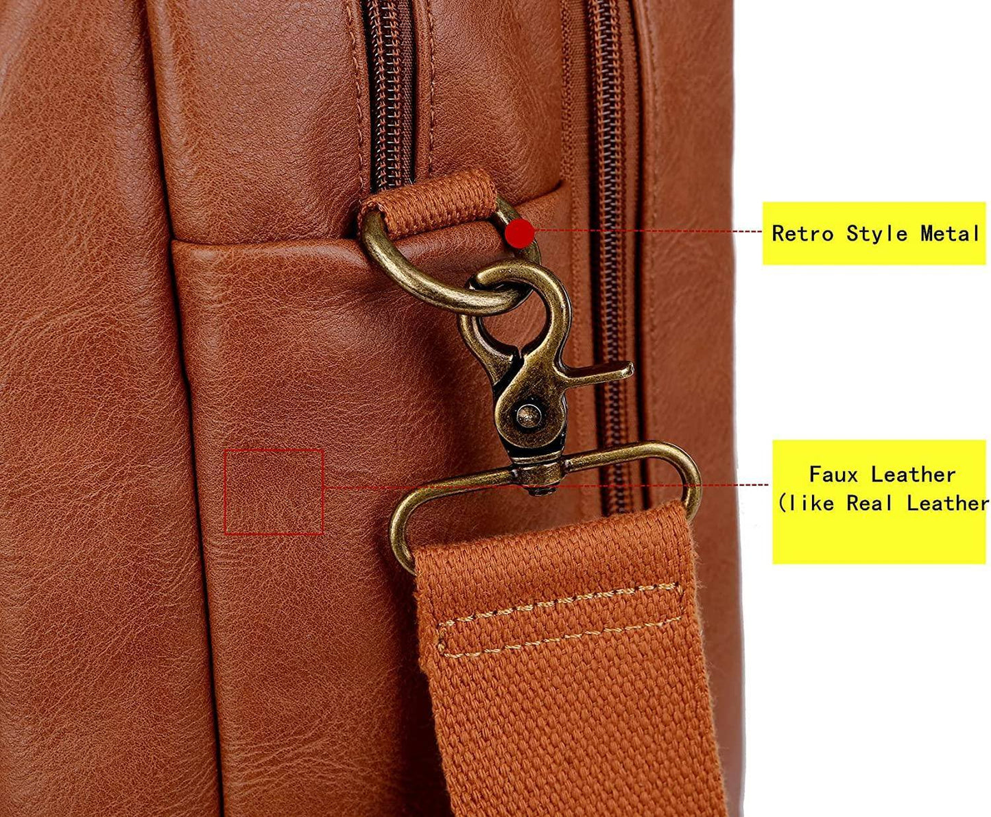 Leather Travel Laptop Backpack – 17″ Water-Resistant Design