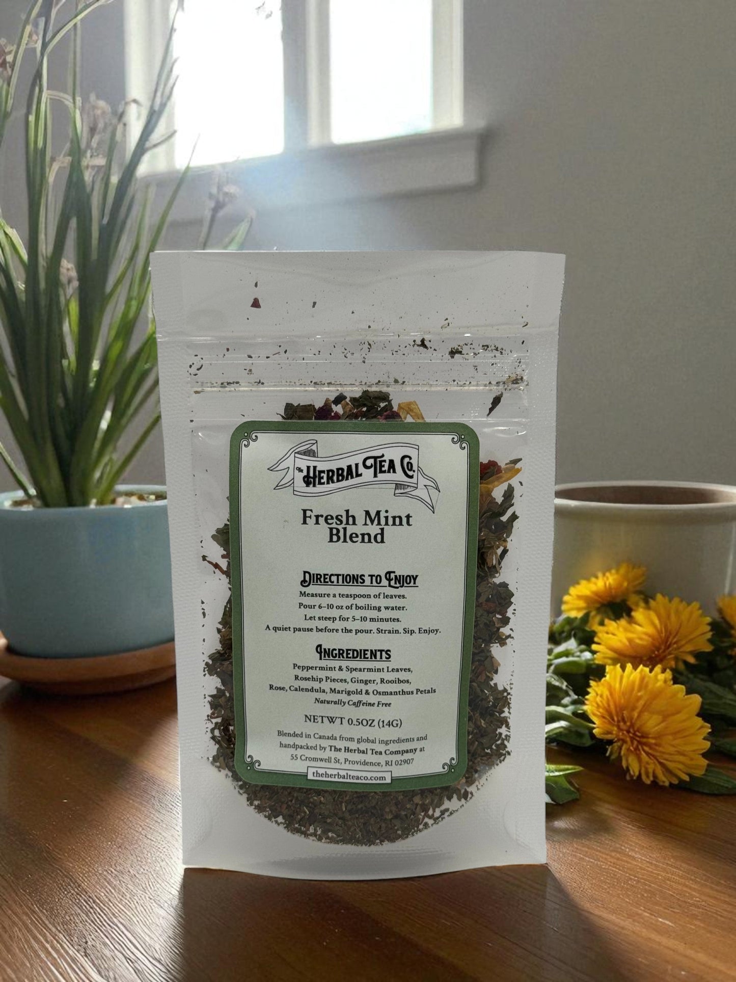 Té de hierbas de menta fresca
