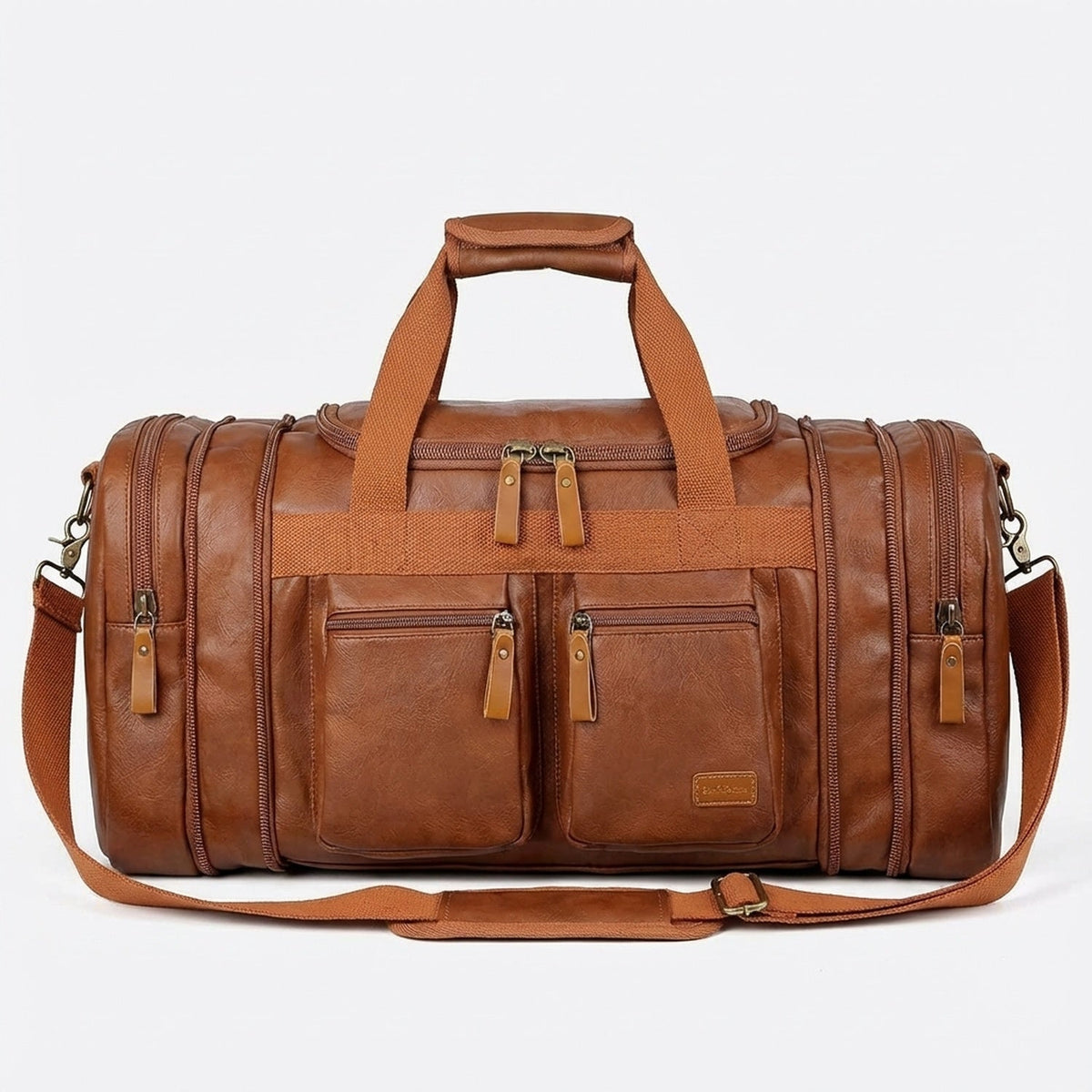 Elegante Bolso de Viaje de Cuero tipo Duffel Weekender – 40L Expandible de Cabina