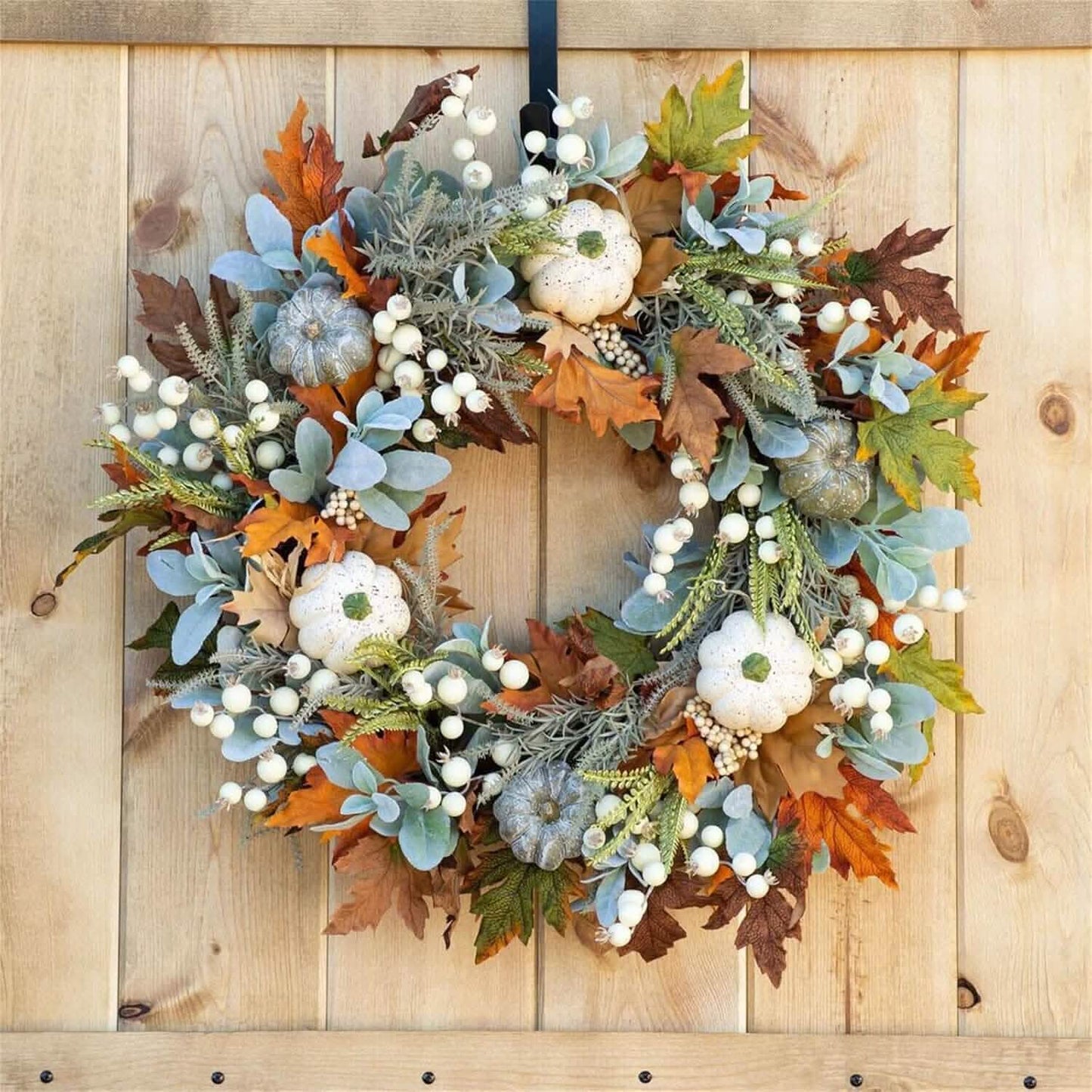 Front Door Autumn Pumpkin Maple Leaves Wreaths