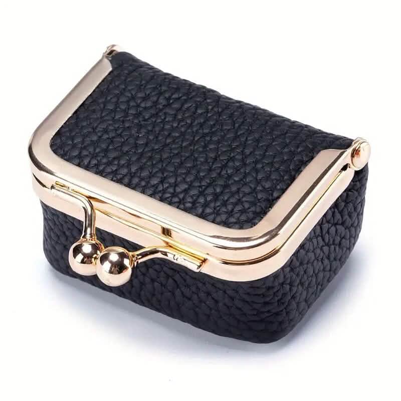 Genuine Leather Vintage-Inspired Coin Purse with Kiss Lock