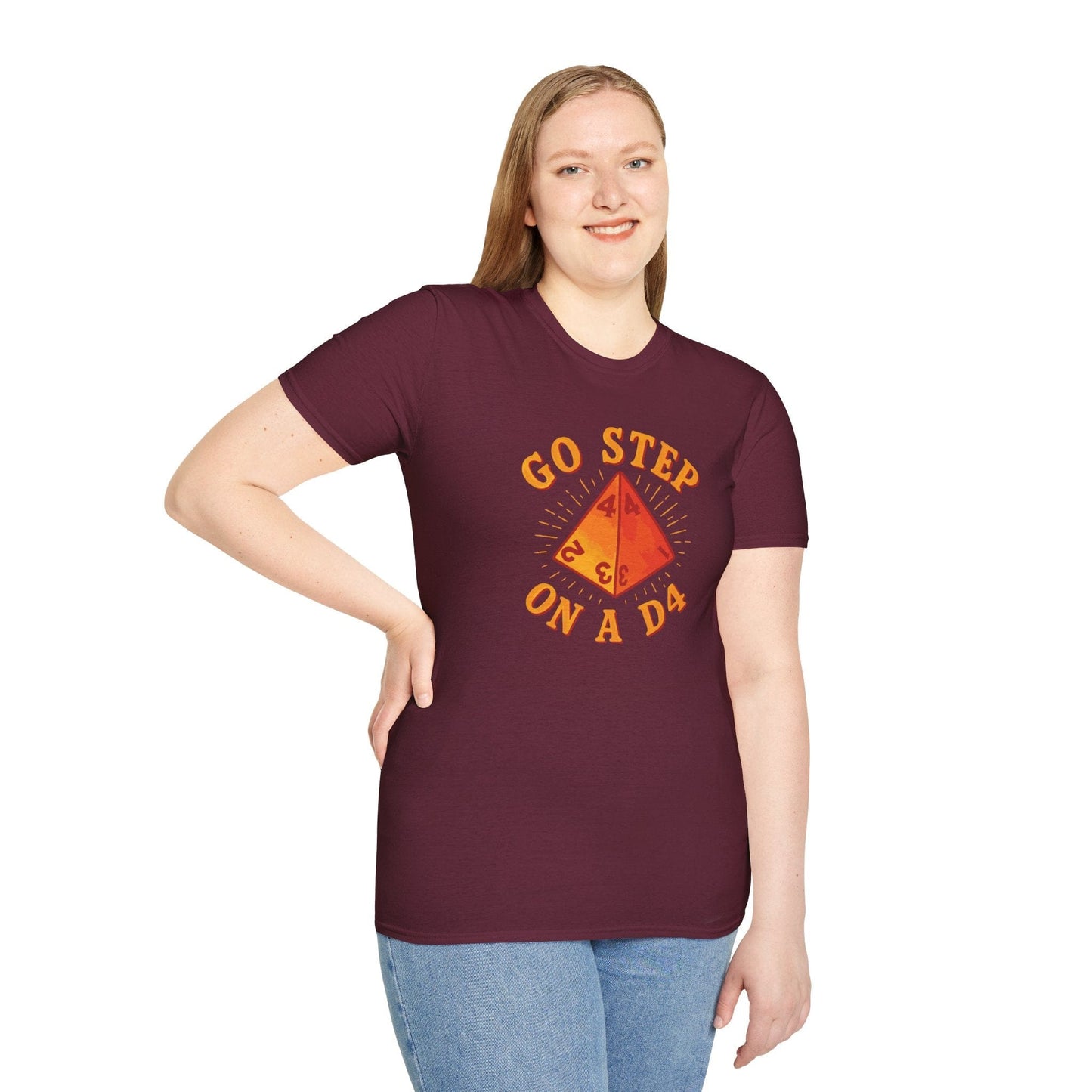 Ve y pisa un D4 Divertida camiseta de DnD