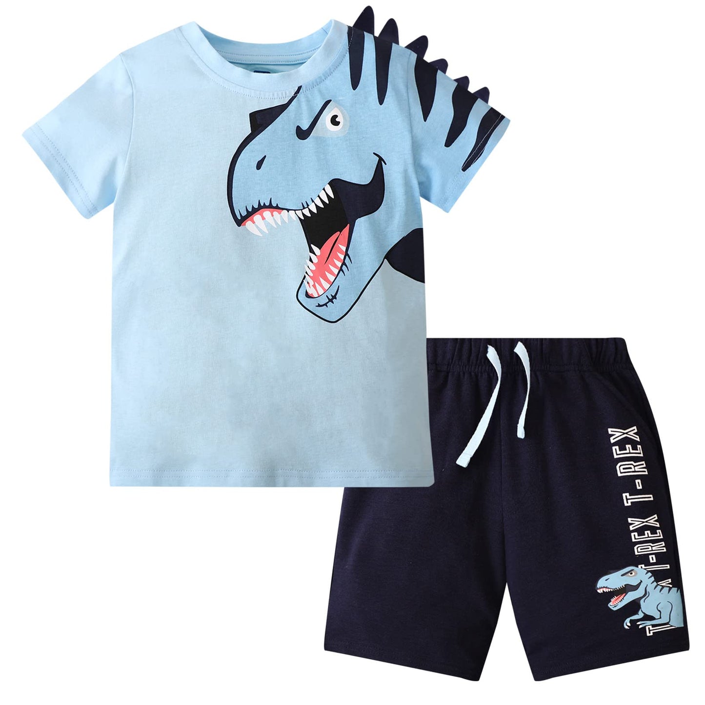 Gorboig Toddler Boy Summer Outfits | Sets | Blue/Dinosaur | 5T/5-6Y - # BOAA11310018