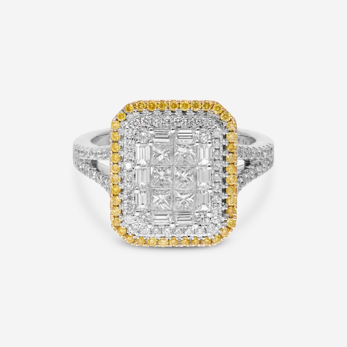 Gregg Ruth 14K White and Yellow Gold, White Diamond 1.15ct. tw. and Fancy Yellow Diamond Engagement Ring 50626