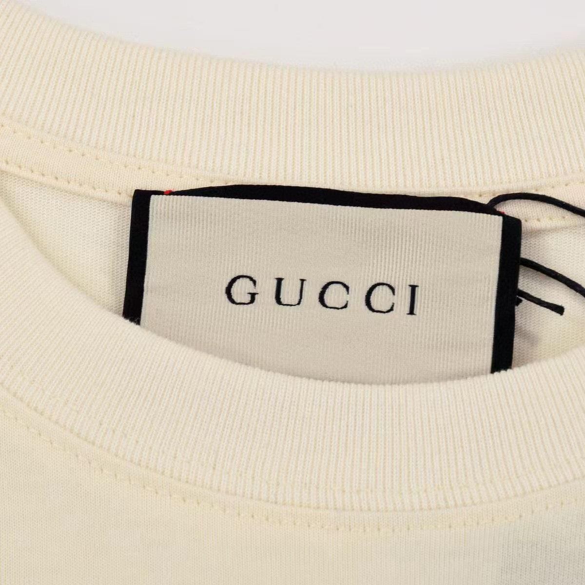 Gucci Collarless T-Shirt - Beige Premium Cotton Crewneck