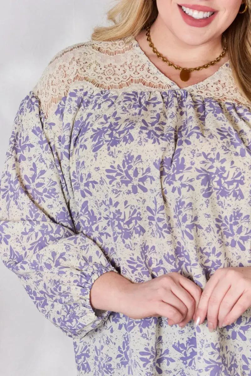 Accessories Trendsi Hailey & Co Lace Print Blouse Women's Casual Top USA Ship