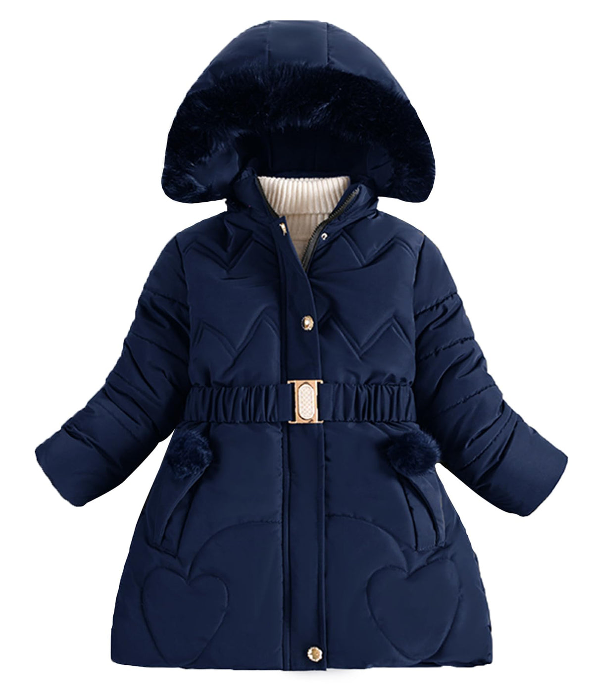Happy Cherry Girls Winter Parka | Navy Blue | 3-4T - # GIAA21210032