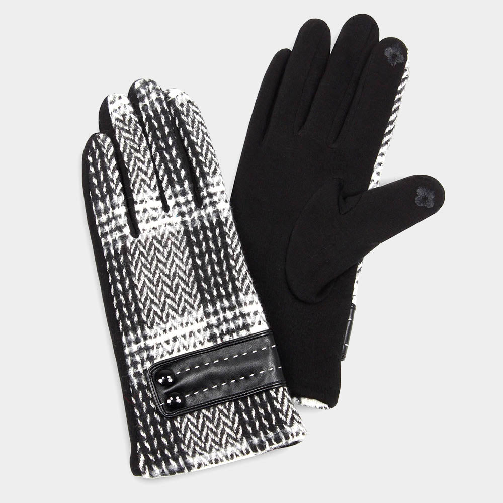 HERRINGBON WOVEN BUTTON GLOVES