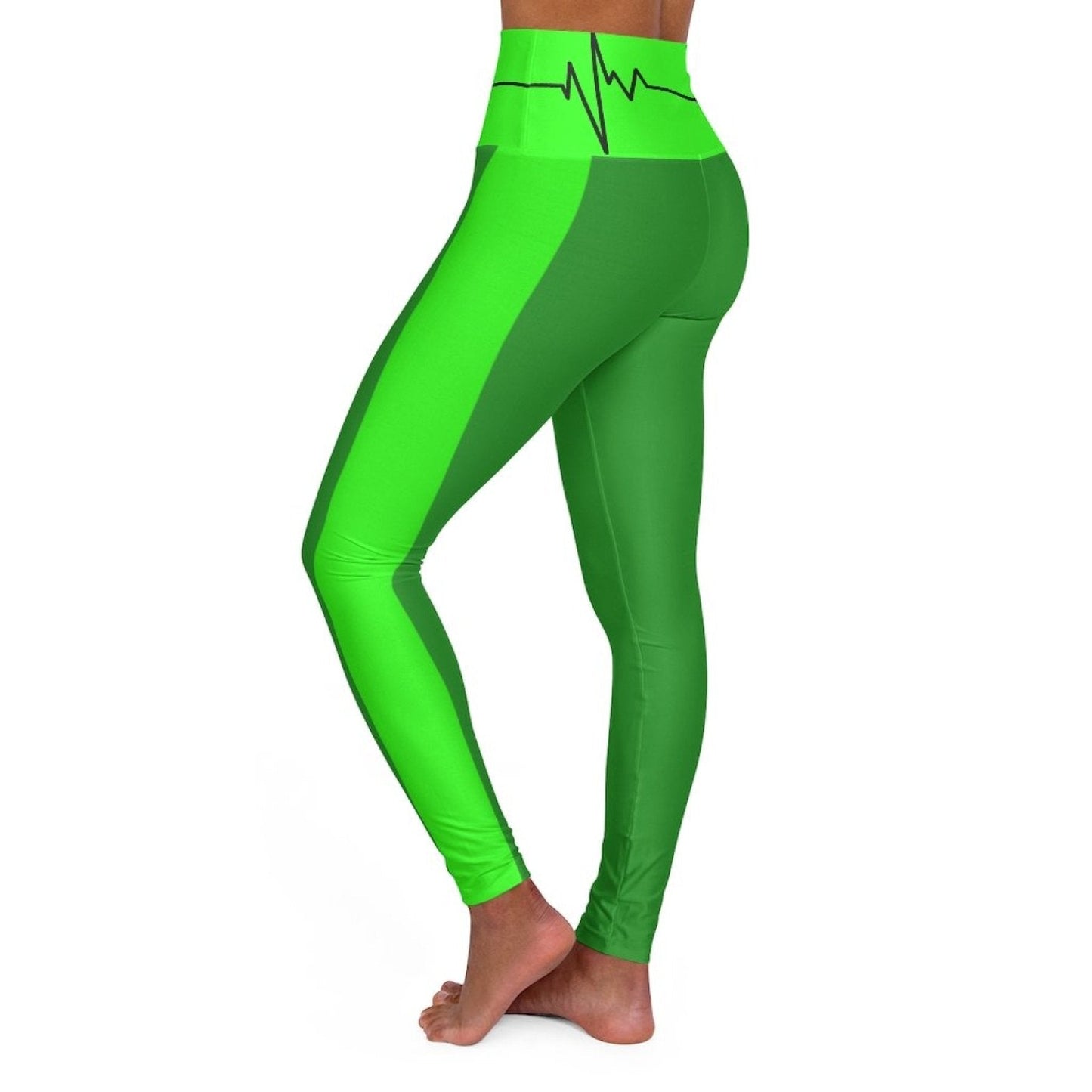Leggings de yoga de tiro alto - Verde bosque y negro verde neón