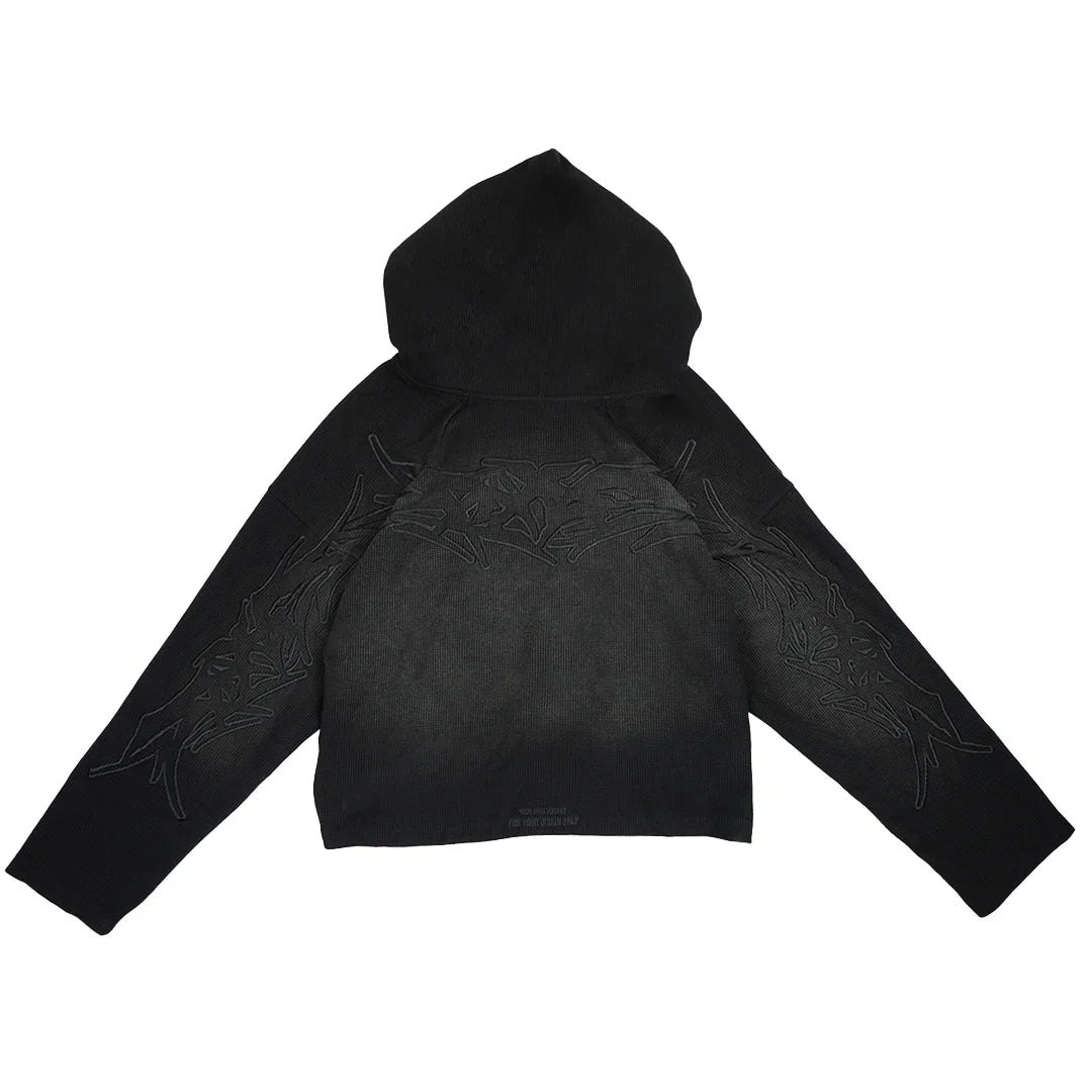 SUDADERA CON CAPUCHA DE PUNTO TÉRMICO X-RAY V2 (NEGRO SOMBRA)