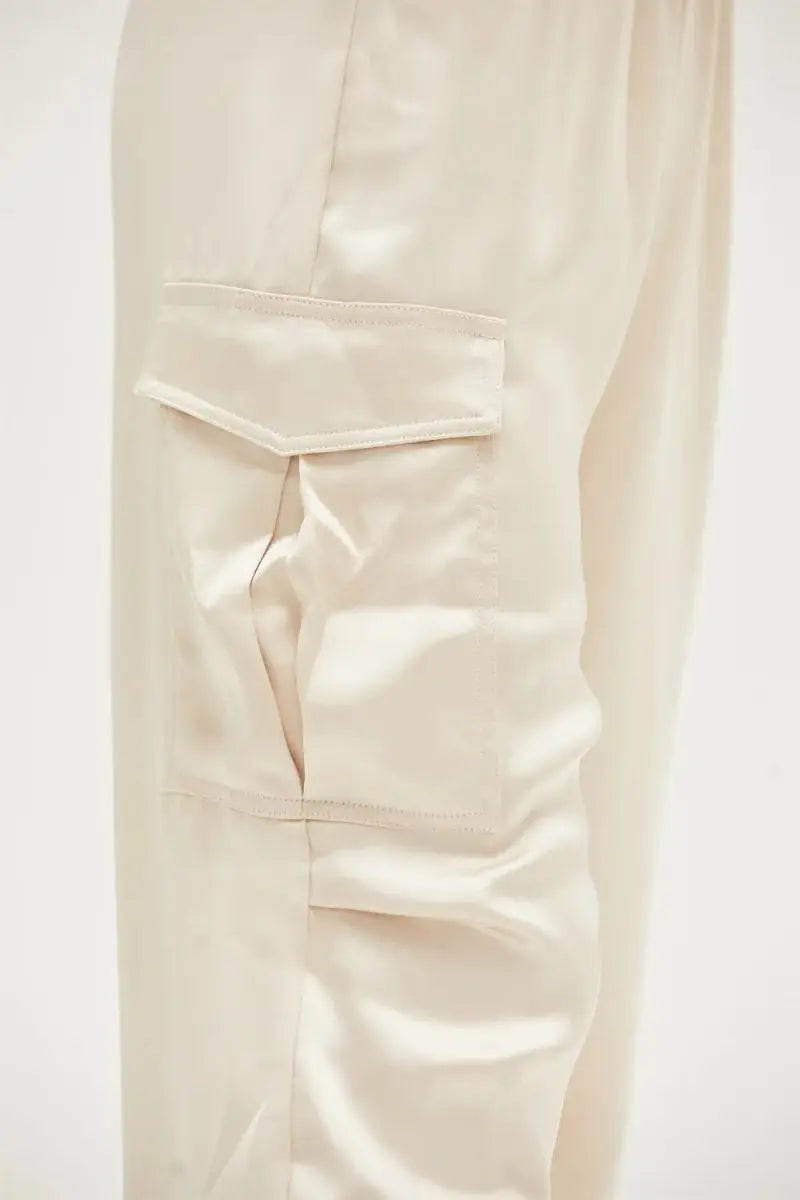 Trendsi Satin Cargo Pants Women's Everyday Drawstring Hem Trendy Pants