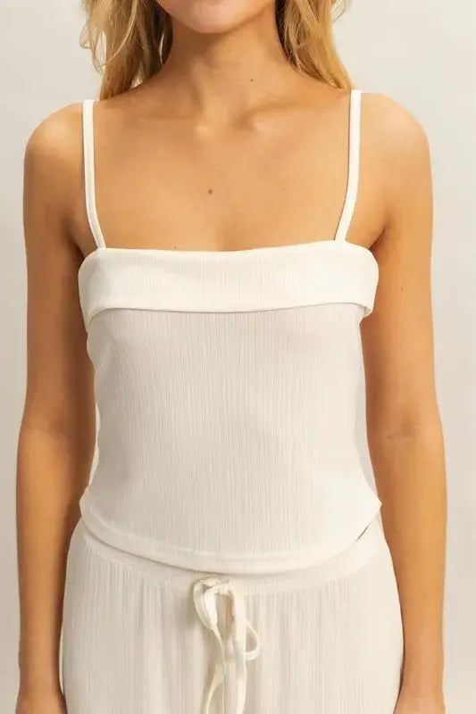 Women's Loungewear Set Loungewear Set - Rib Knit - Cami Top & Pants Two Piece