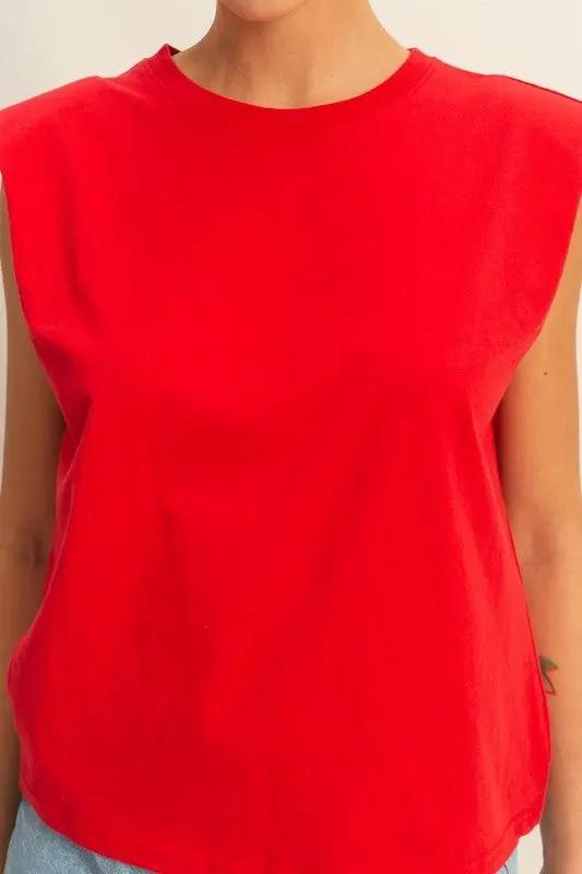 Dresses Trendsi Round Neck Top Women's Casual Sleeveless Shoulder Pad Tank Top