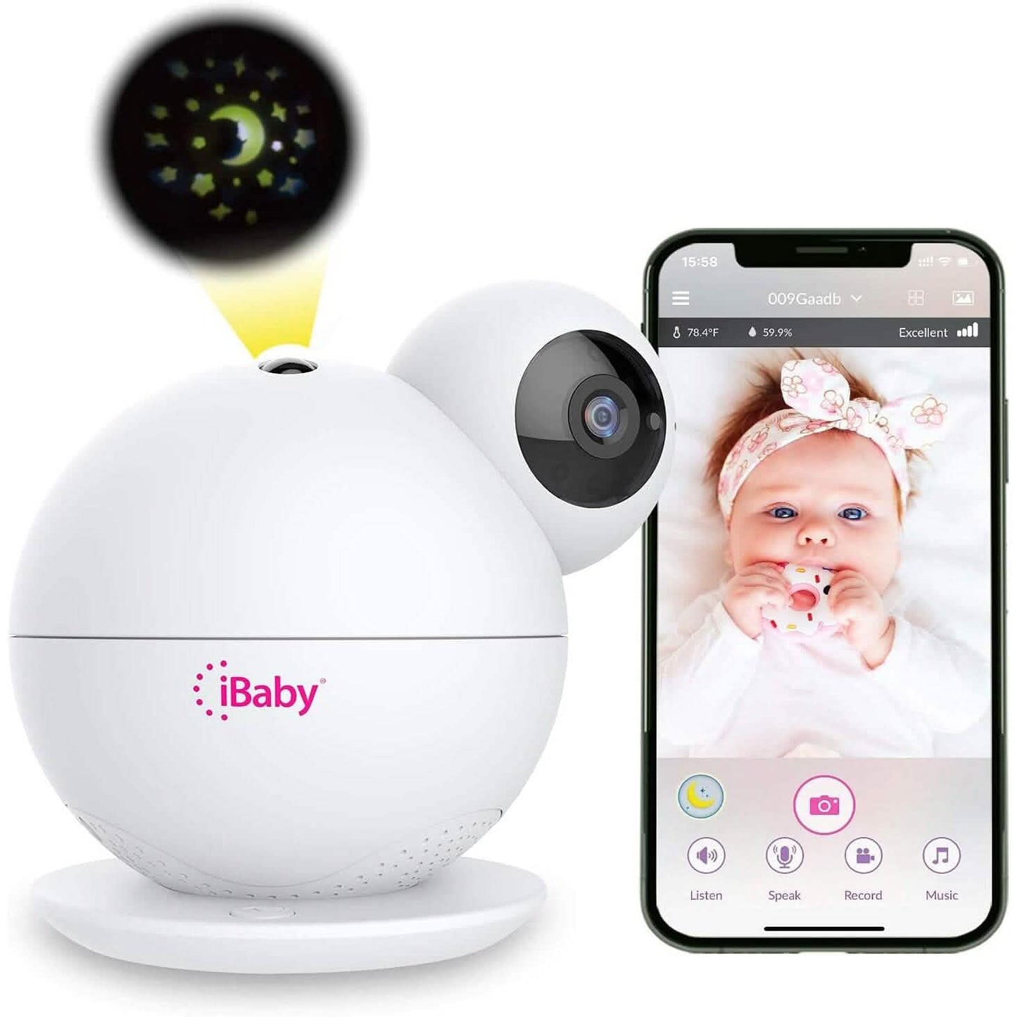 iBaby M8 2K Smart Baby Monitor, 355° Pan 110° Tilt and 2-Way Talk (Refurbished)