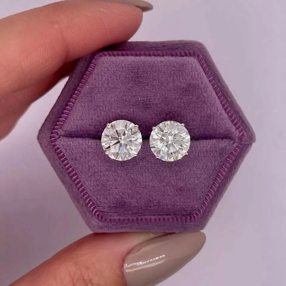 IGI Diamond Engagement Earrings VVS2 E Round 7.54 Ctw Lab Created