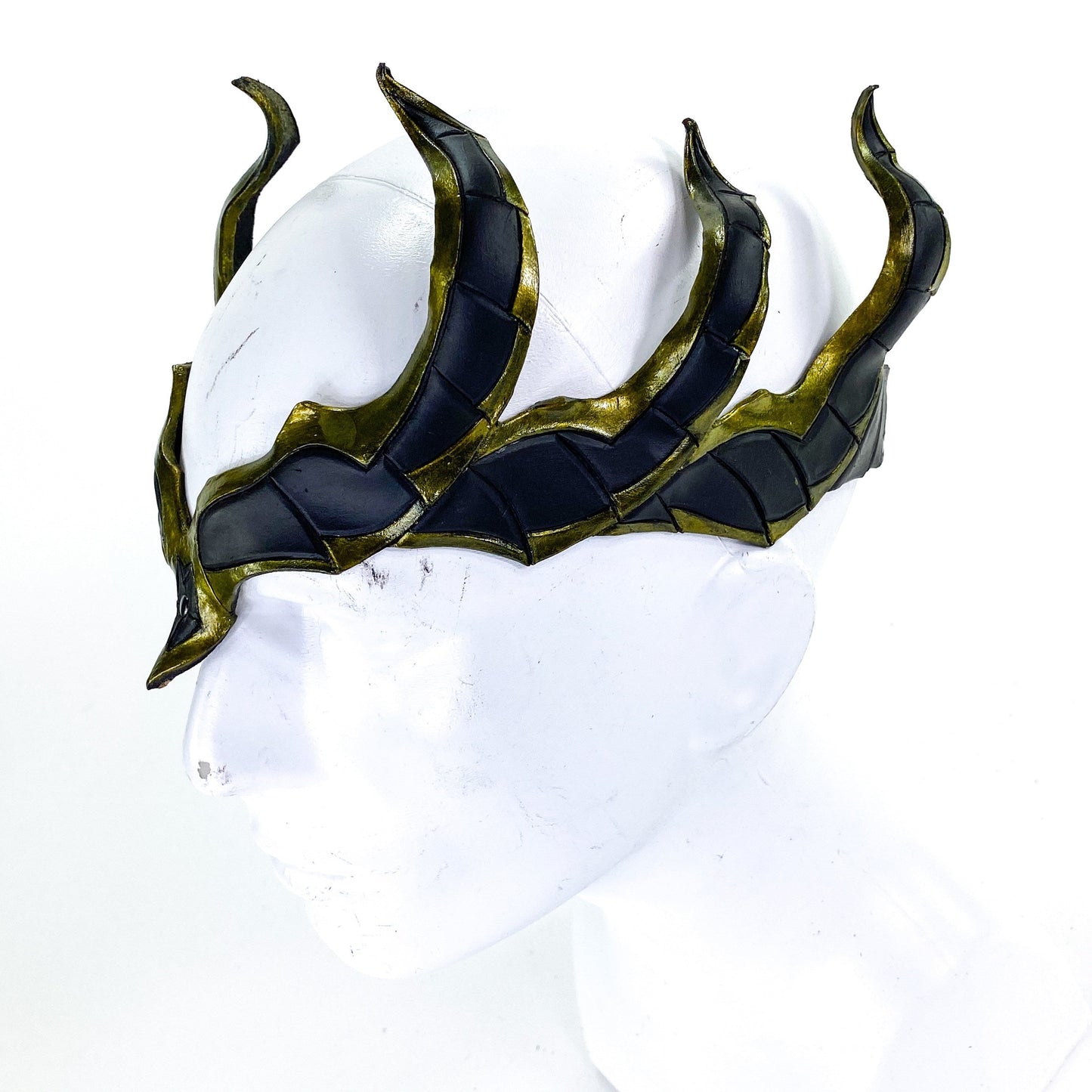Masquerade Crown of Handmade Genuine Leather in Green and Black