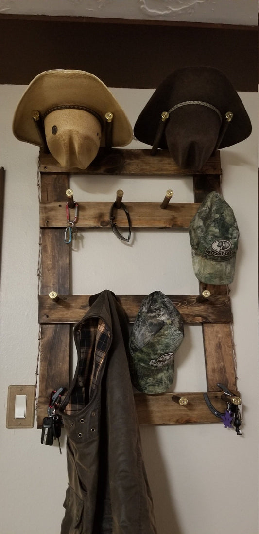 2 Cowboy Hat Rack | Cowboy Hat Holder | with 12 pegs for your Gimmee Caps | Rustic Western Hat Display | Handcrafted Wooden Organizer | Space-Saving Home Decor | Made in USA