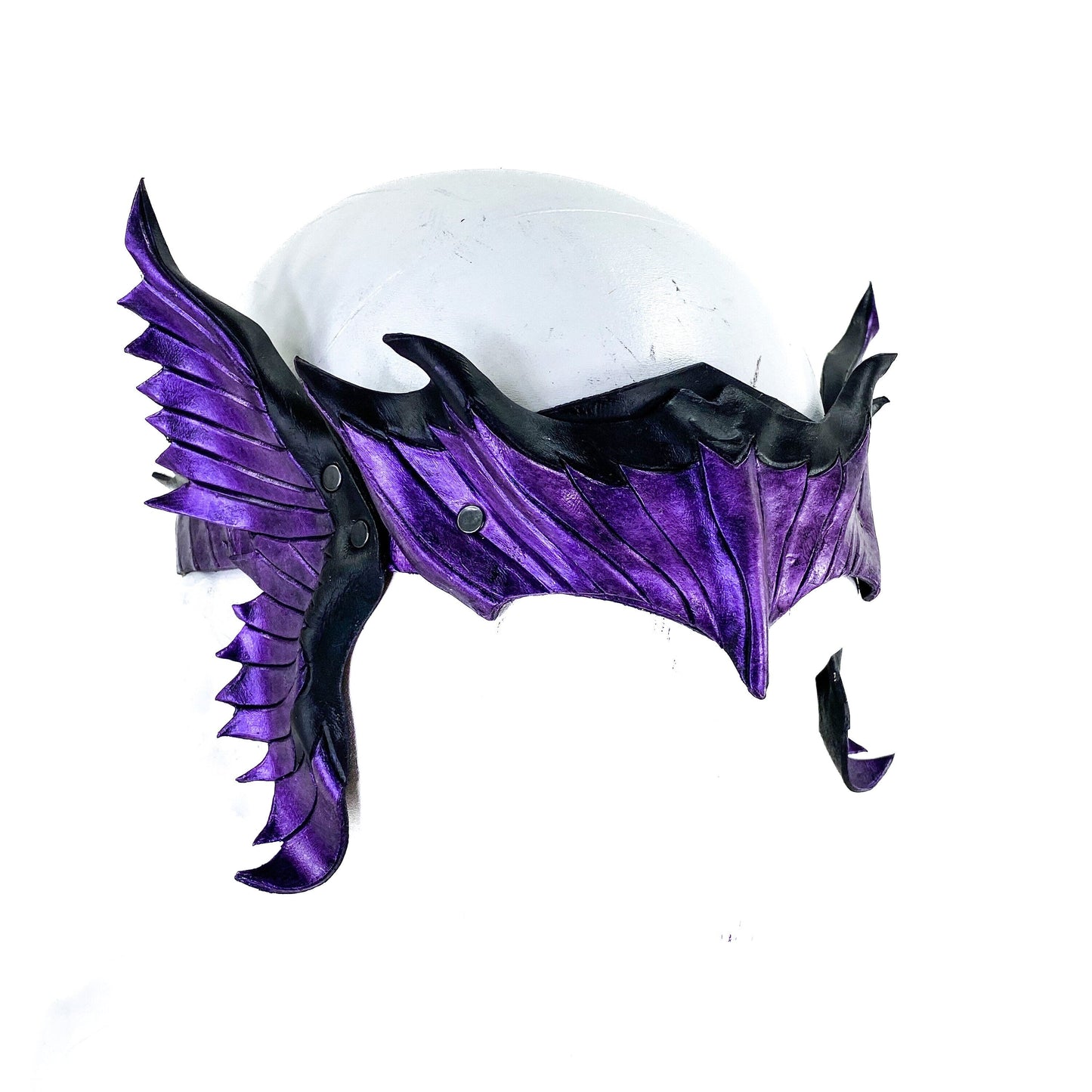 Masquerade Crown of Handmade Genuine Leather in Purple and Black