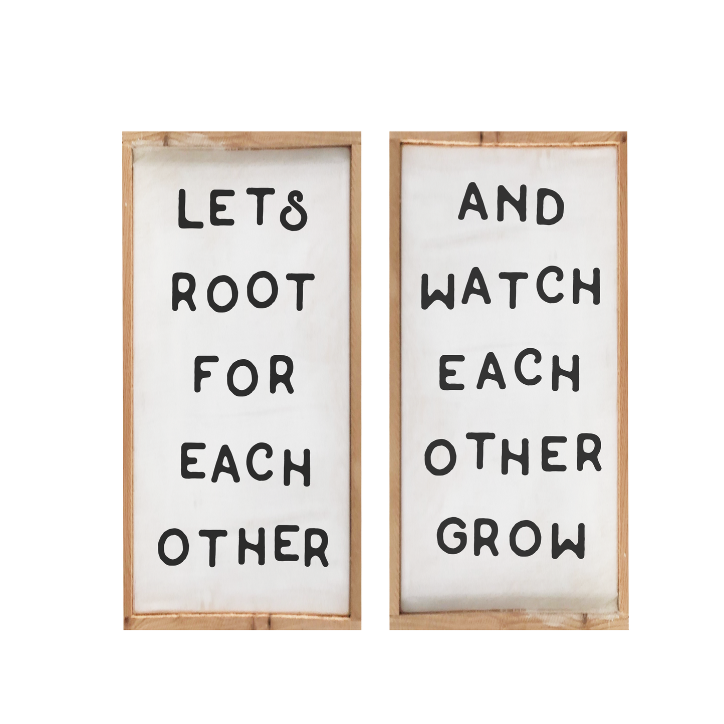 Home decor / wall hanging / signs / large wall art / Lets root for eachother and watch eachother grow collection Framed wood signs