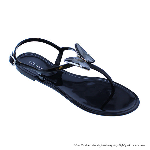 Sandalias de mariposa de cristal -Negro