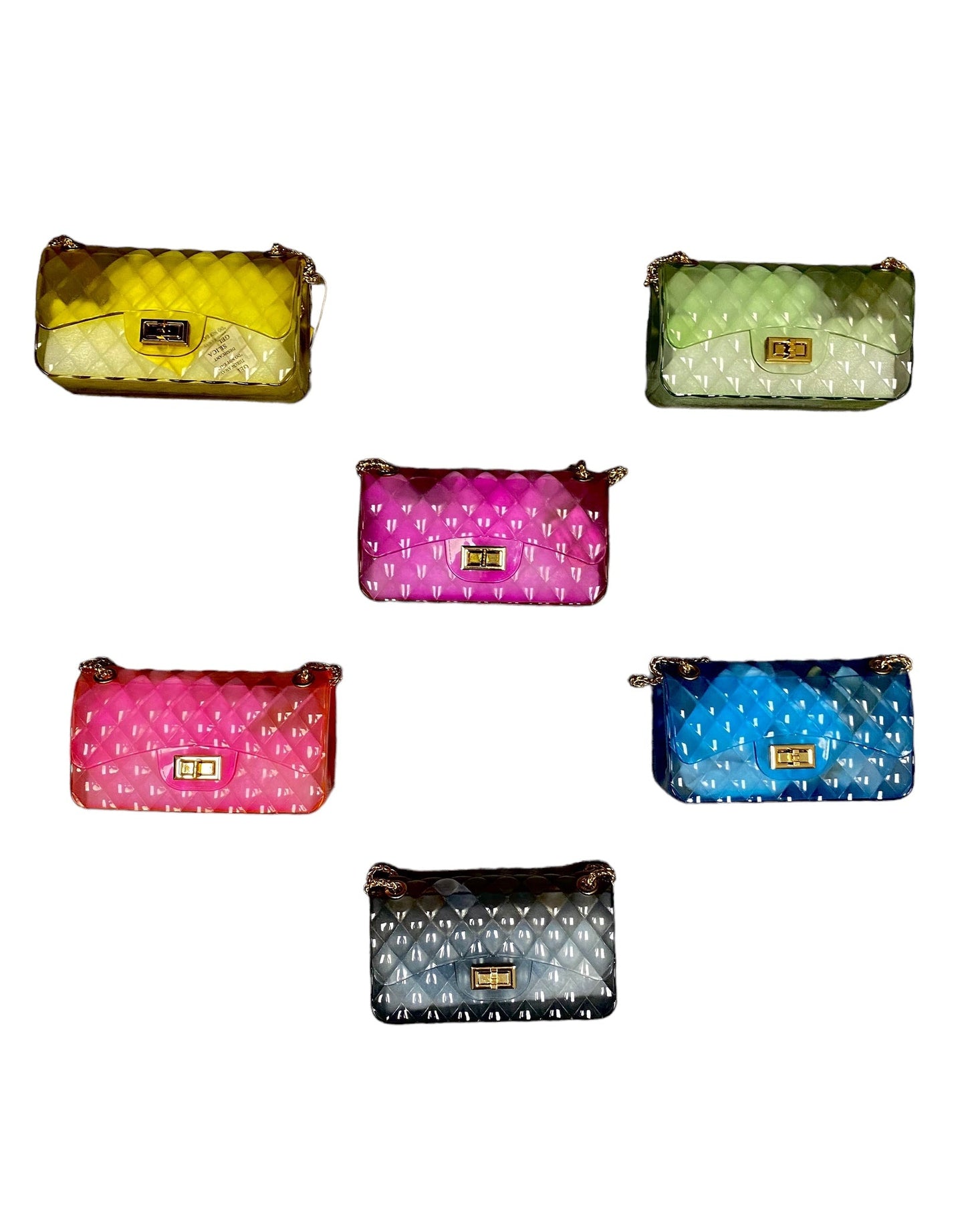 Bolso con solapa acolchado de gelatina transparente