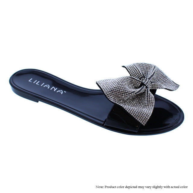 Sandalia Bling Bow - Negra {Pedir 1/2 Talla Más Grande}