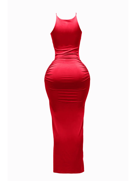 Maxivestido fruncido