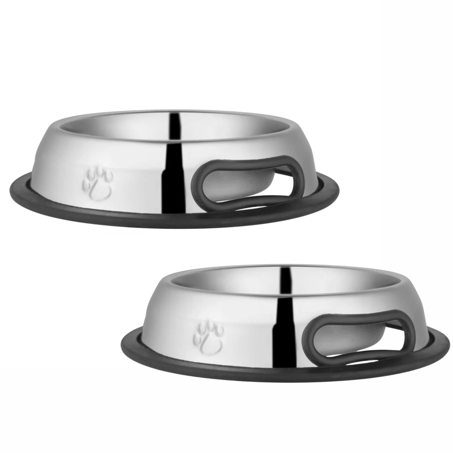 Comederos de acero inoxidable antideslizantes Jeffers Pet Embossed No-Tip para perros, gatos, cachorros, gatitos – Base de goma, tazón de comida y agua para el hogar, viajes, camping, perreras