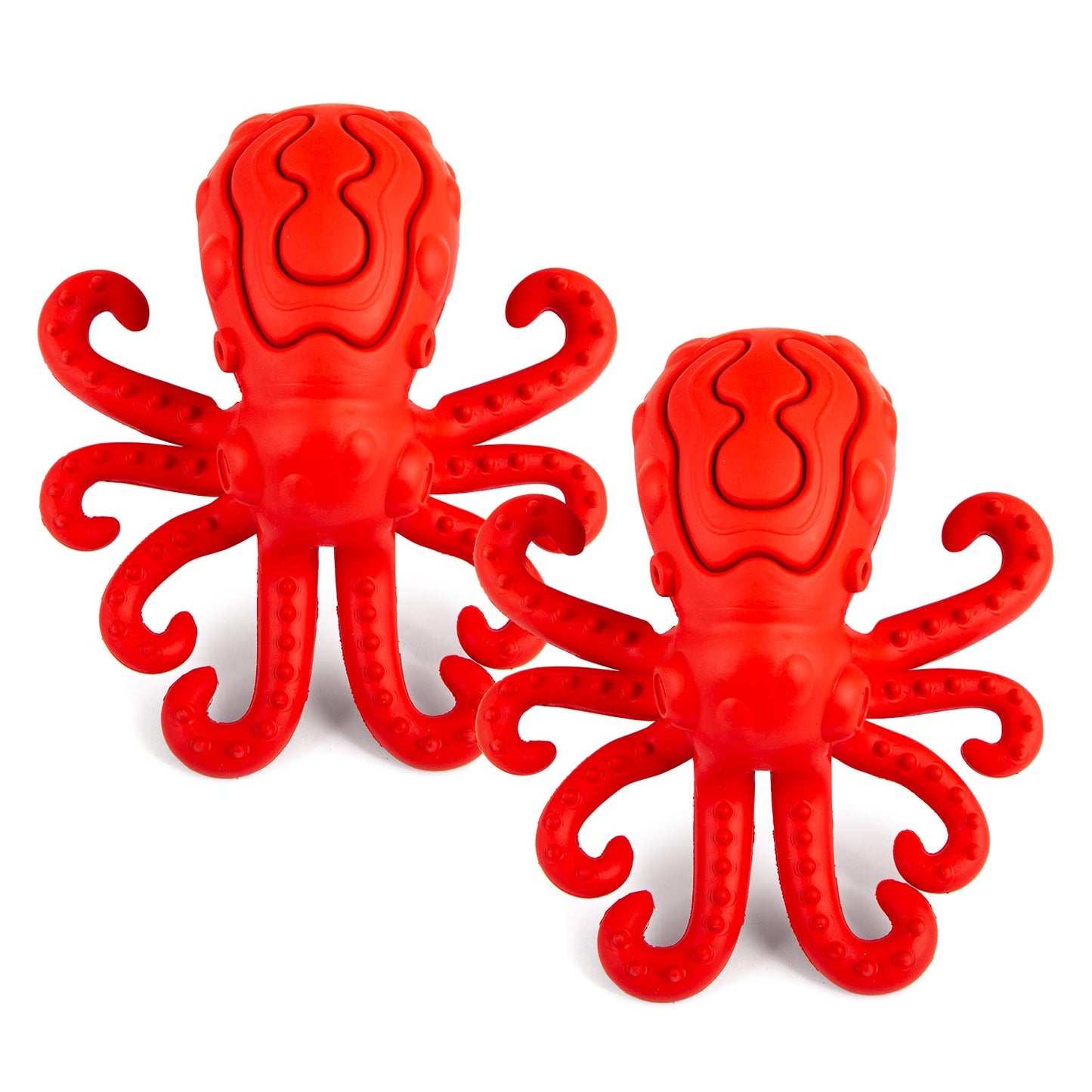 Jeffers Red Octopus Juguete masticable de caucho natural dispensador de premios para perros con diseño de pulpo rojo