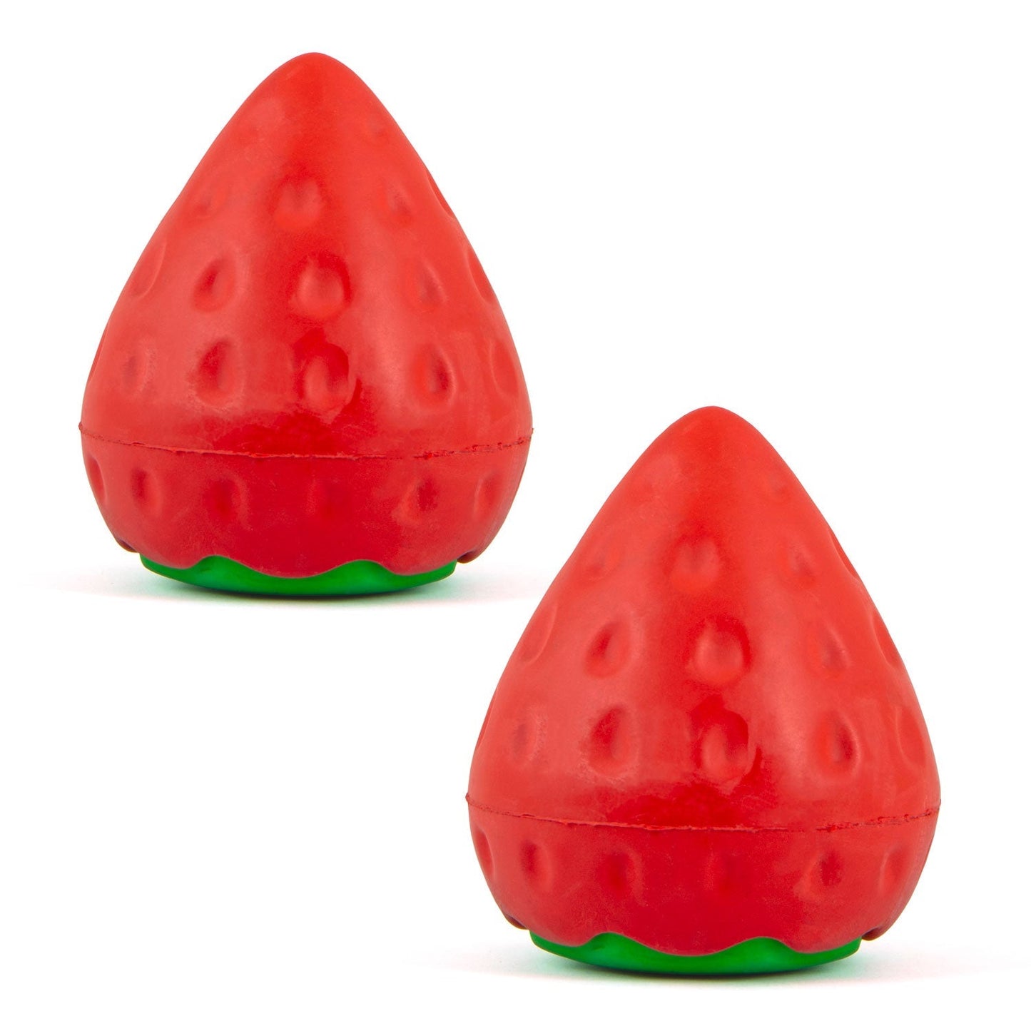 Juguete masticable dental de caucho natural para perros, Jeffers Squeaky Strawberry, con chirriador y aroma a vainilla para masticadores medianos